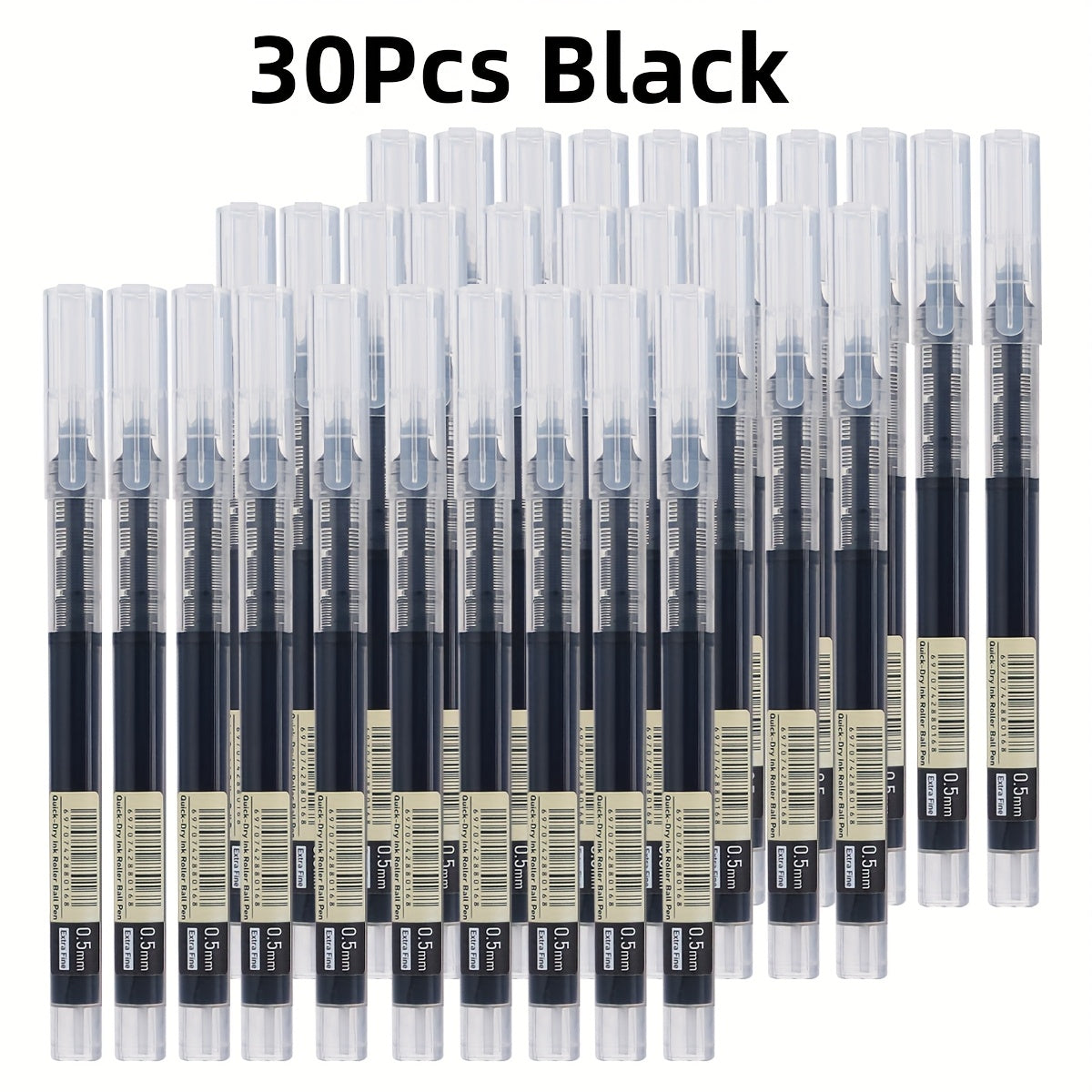 30pcs Quick-Dry Gel Pens - 0.5mm Fine Tip, Black, Blue, Red | Smooth Writing, Fast-Drying Ink, Durable for Students, Office, and Everyday Use
