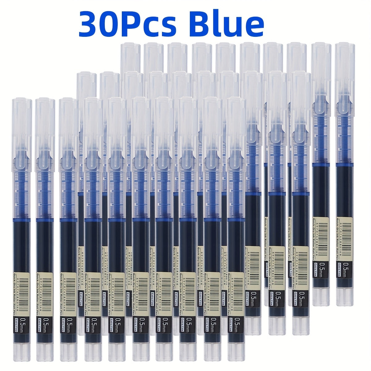 30pcs Quick-Dry Gel Pens - 0.5mm Fine Tip, Black, Blue, Red | Smooth Writing, Fast-Drying Ink, Durable for Students, Office, and Everyday Use