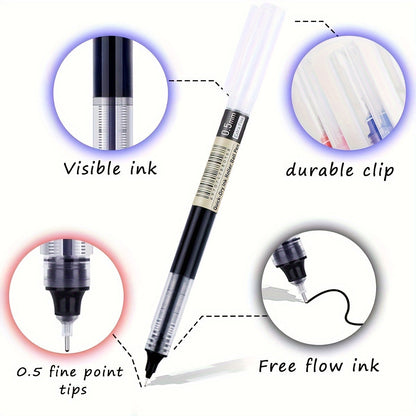 30pcs Quick-Dry Gel Pens - 0.5mm Fine Tip, Black, Blue, Red | Smooth Writing, Fast-Drying Ink, Durable for Students, Office, and Everyday Use