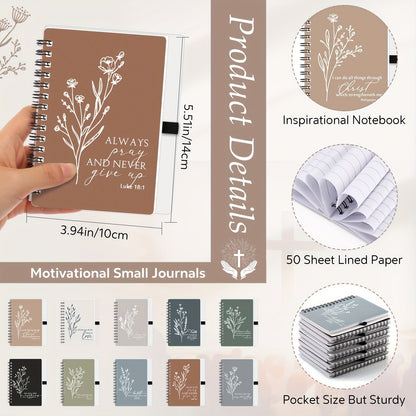 20 Sets Notebook 20 Sets Valentine's Day Gifts Bulk A6 Spiral Notebook Bible Journal For Women Men | Religious Aesthetic Scripture Notepad With Ballpoint Pen For Pastor Wife Sunday School