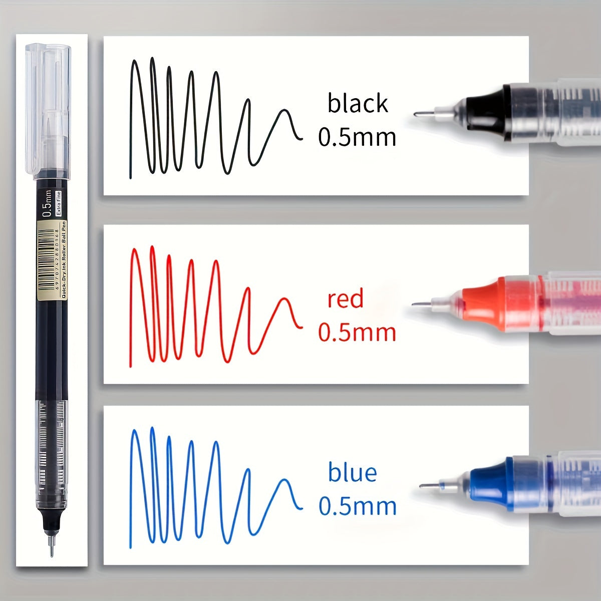 30pcs Quick-Dry Gel Pens - 0.5mm Fine Tip, Black, Blue, Red | Smooth Writing, Fast-Drying Ink, Durable for Students, Office, and Everyday Use