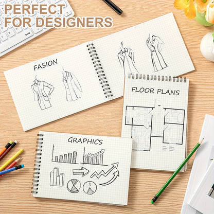 12 Pack A5 Top Wirebound Graph Paper Notepad Spiral Notebook 140 Pages for Writing, Sketching, Drawing, Office Supplies Memo Steno Pads Grid Notebook