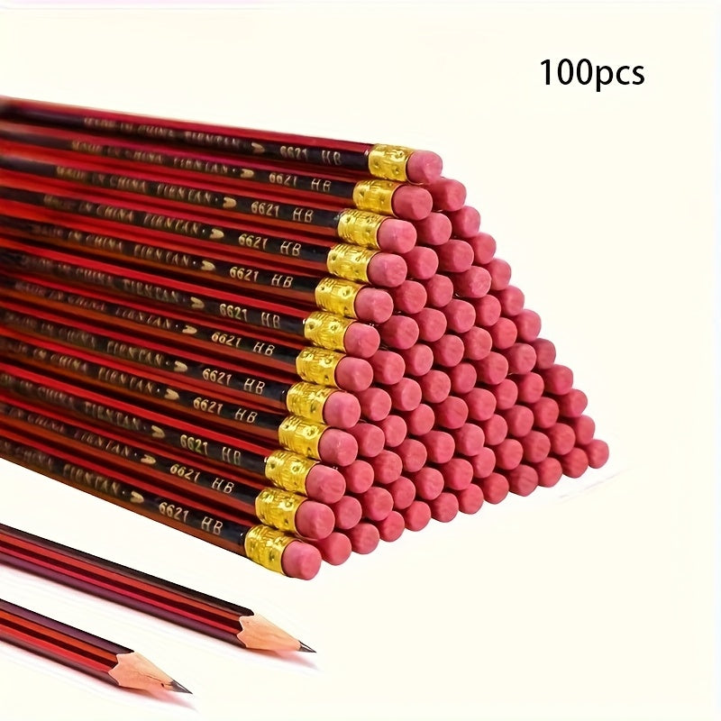 100pcs Premium HB Pencils with Erasers - Graphite Construction, Smooth 0.2mm Lead Core for Writing, Sketching & Drawing - Ideal for Students & Artists, School Supplies, Precision Tool, Highquality Material, Fine Liner Pencil, Creative Professionals